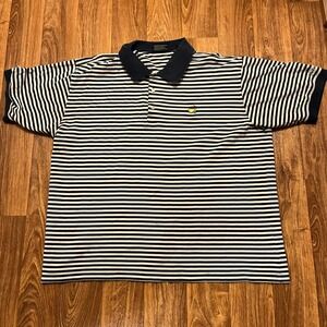 Masters Collection Golf Polo Shirt Mens XL Navy White Stripe Embroidered Logo